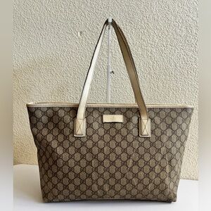 Gucci Beige and Brown Signature Tote